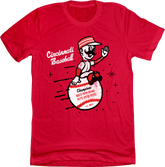 Cincinnati Baseball - Vintage Mascot Champions Red T-shirt In The Clutch